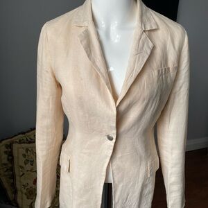 Tailored Light Beige Linen Single-Button Blazer